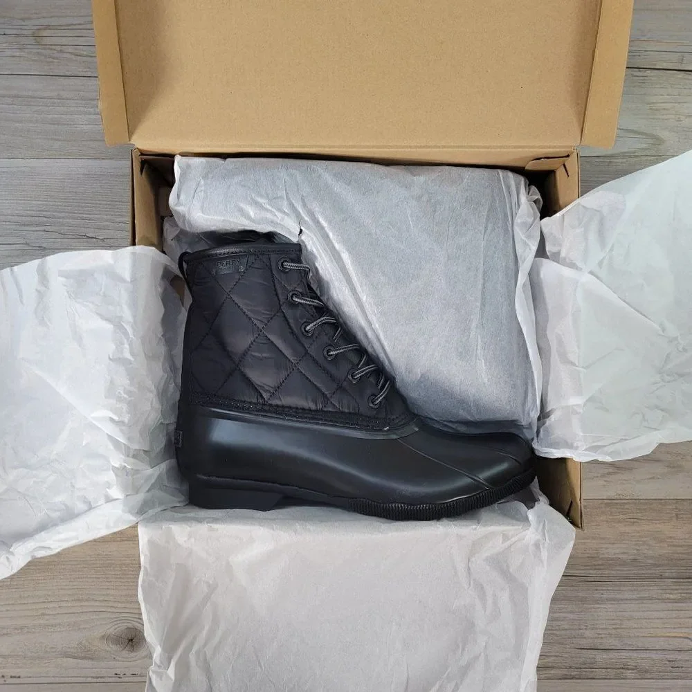 Sperry Black Saltwater Duck Boots Sz 8.5